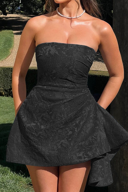 Minivestido de fiesta jacquard sin tirantes