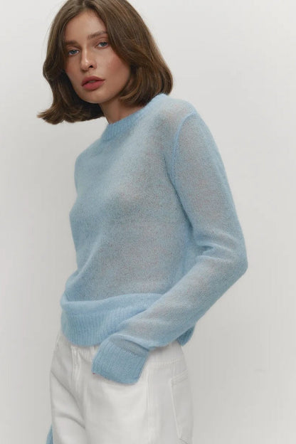 Top de punto de mohair con cuello redondo