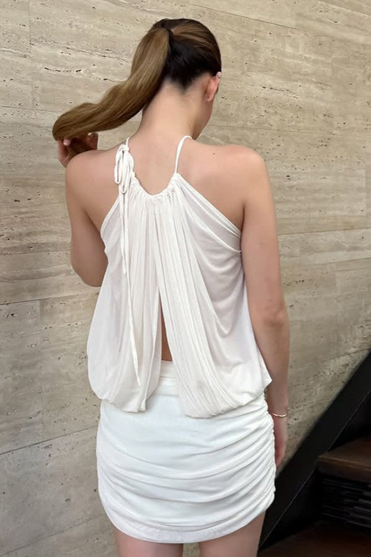 Minivestido sexy con cuello en V, halter y sin espalda