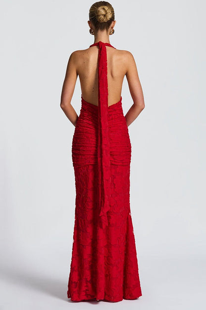 Vestido de fiesta ajustado fruncido con lazo