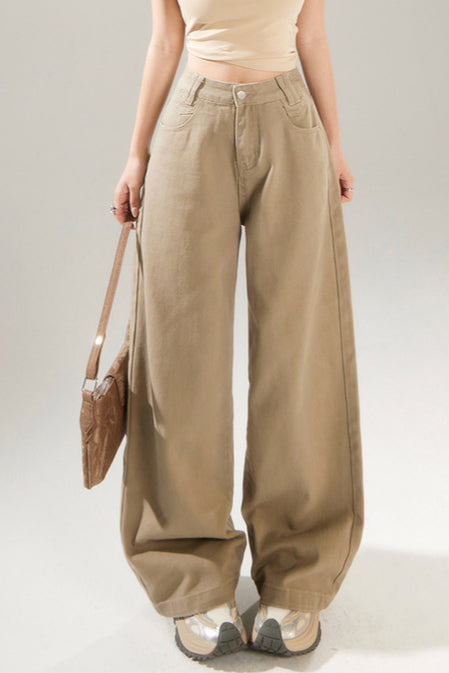 Pantalones Largos Anchos de Jean de Tiro Alto Vintage