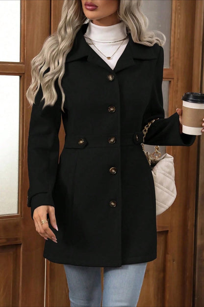 Midi Wool Blend Belted Notch Lapel Coat