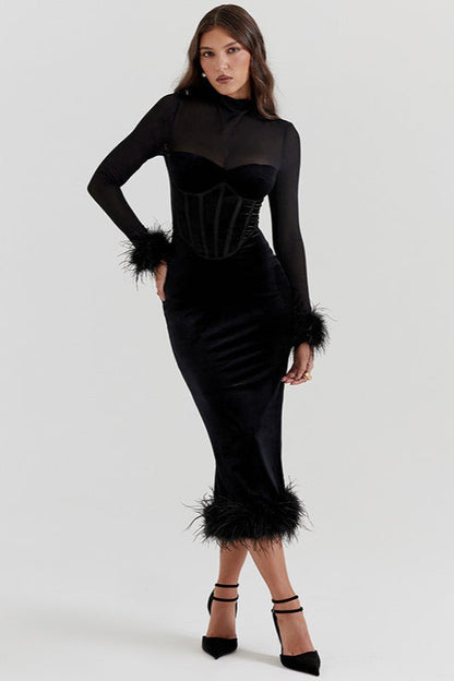 Vestido de Cóctel con Textura de Terciopelo Afelpado