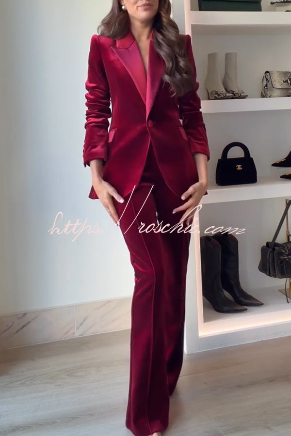 Delicate Daze Velvet High Rise Elastic Waist Flare Pants