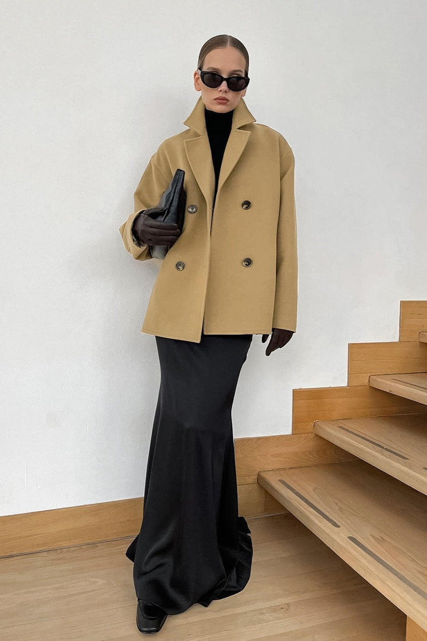 Vintage Wool Blend Midi Coat