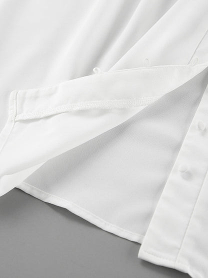 Puff Sleeve Stand Collar White Blouse