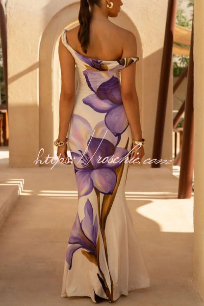 Stylish Off-shoulder Fitted Elegant Fishtail Maxi Dress