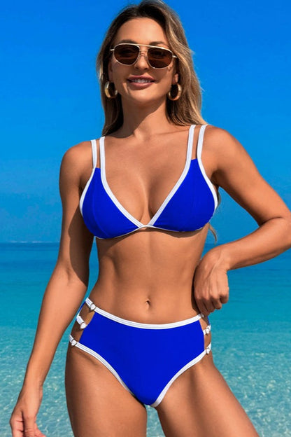 Conjunto de bikini de dos piezas con cuello halter a la moda