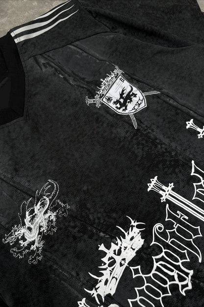Dark Trend Black White Print Short Sleeve T-shirt