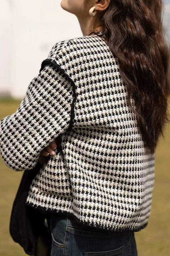 Chaqueta Corta de Tweed y Pata de Gallo