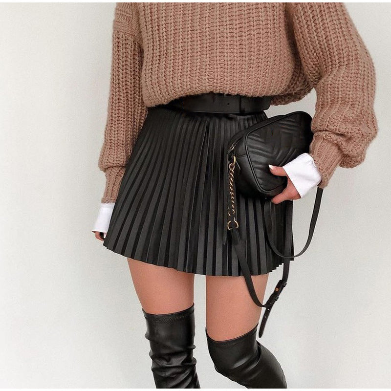 Amy Fashion - Chic High Waisted  A-line Mini Fashion Skirt