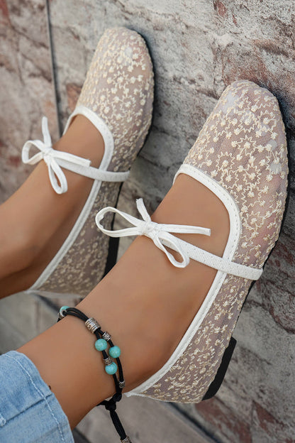 Fashionable Embroidered Square-toe Flat Casual Shoes