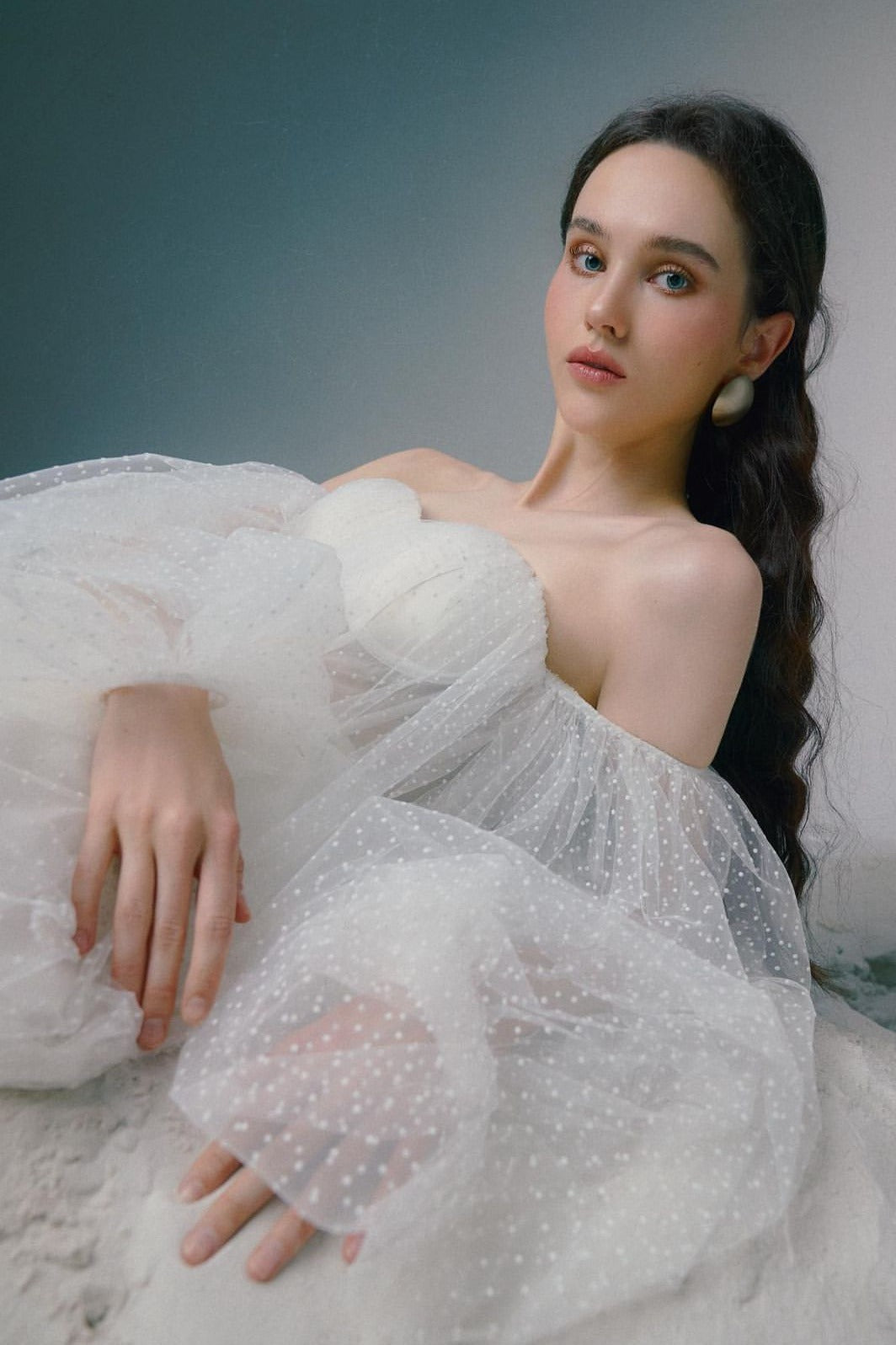 Minivestido Dulce y Atractivo sin Tirantes con Mangas Abullonadas