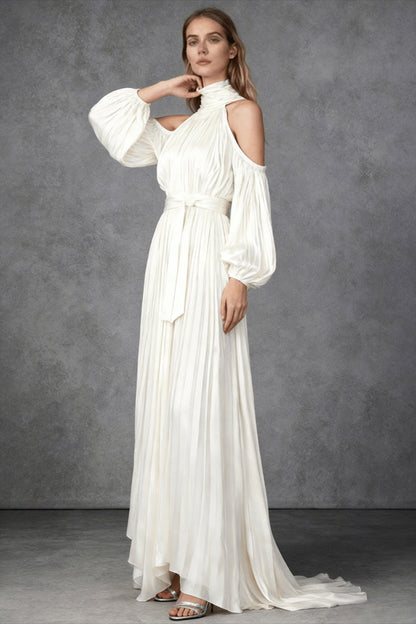 Off Shoulder Long Sleeve Reception Dress