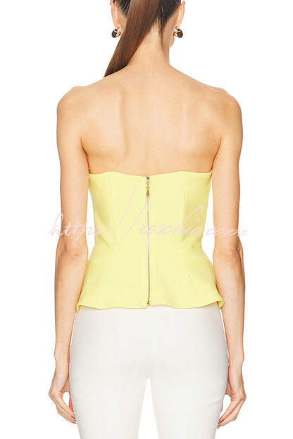 Create Beauty Flower Appliques Off Shoulder Tailored Waist Tank Top