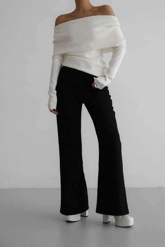 One Shoulder Fitted Knit Sweater