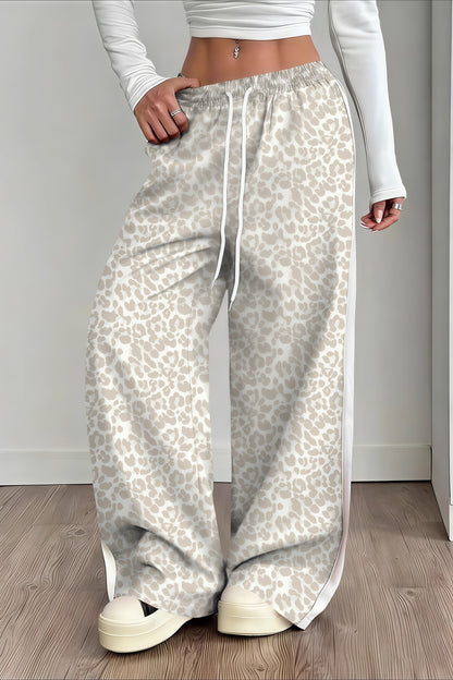 Pantalones Casuales Empalmados con Estampado de Leopardo