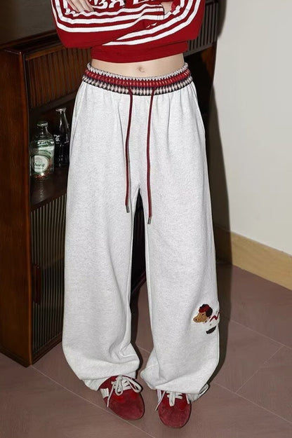 Pantalones de chándal rectos sueltos estampados