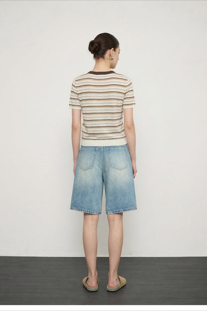 Vintage Wash Straight Cutoff Shorts