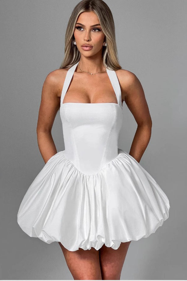 Elegant Halter Tie Bow Bodycon Cocktail Dress