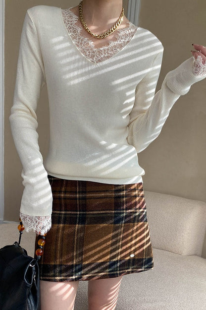 Plaid Color Block High Waist Skirt
