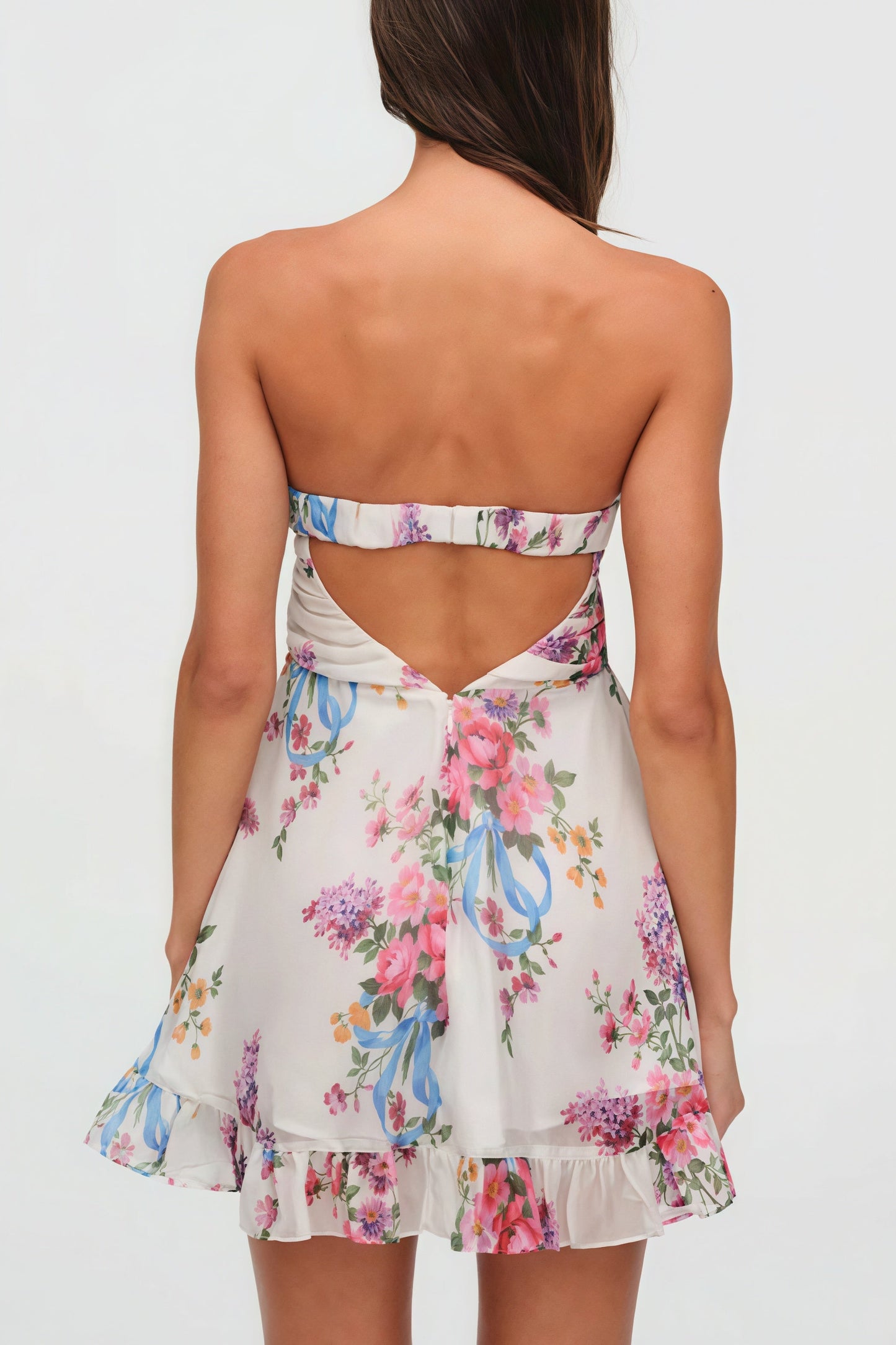 Vestido de corte A sin tirantes con estampado floral