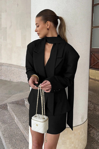 Tie-Waist Cropped Blazer