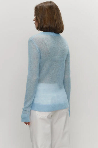 Top de punto de mohair con cuello redondo