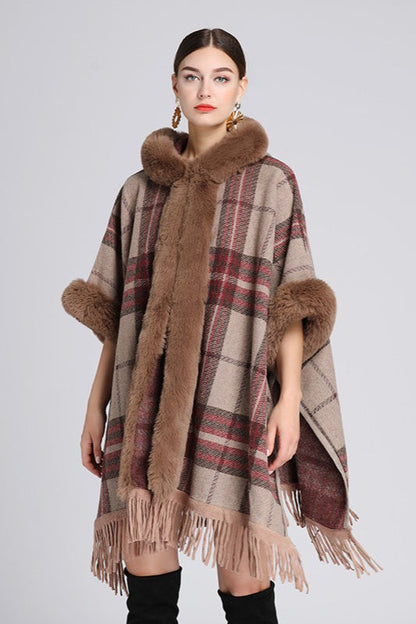 Plus Size Hooded Wool Cape Coat