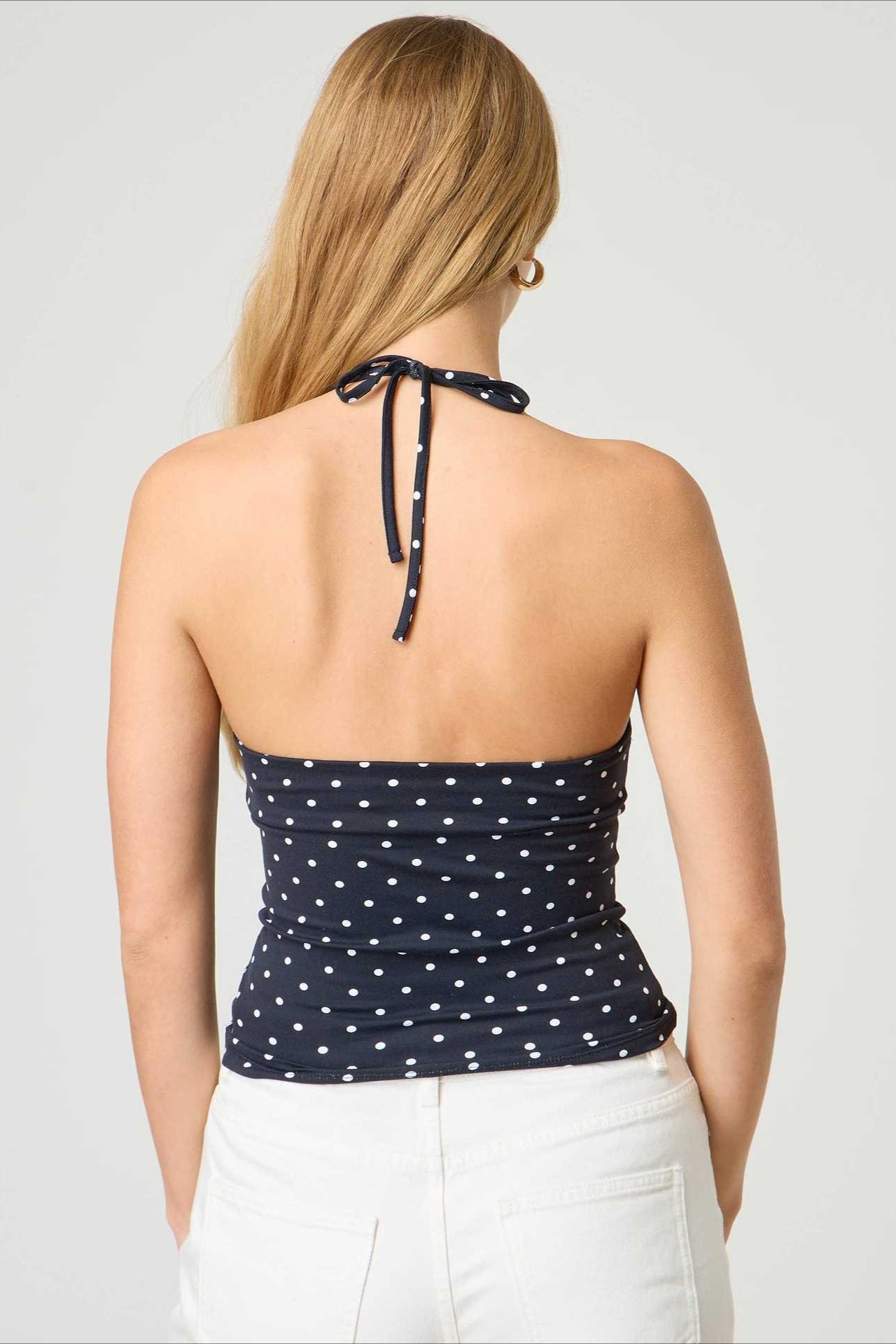Top halter ajustado de cuadros y lunares sexi