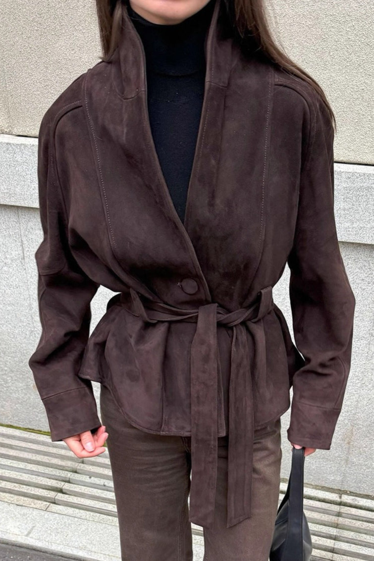 Chaqueta de gamuza vintage de manga larga