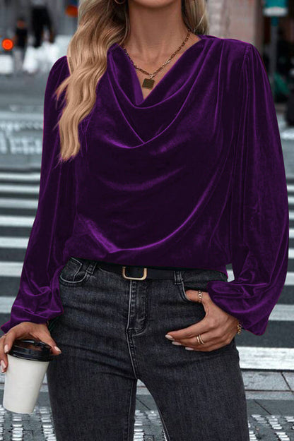 Fashionable Velvet Long-sleeved Loose Casual Top