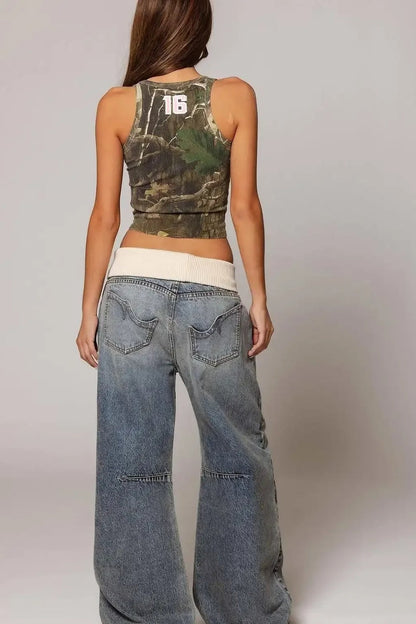 Y2K Hip-hop Stitching Retro Wide-leg Jeans