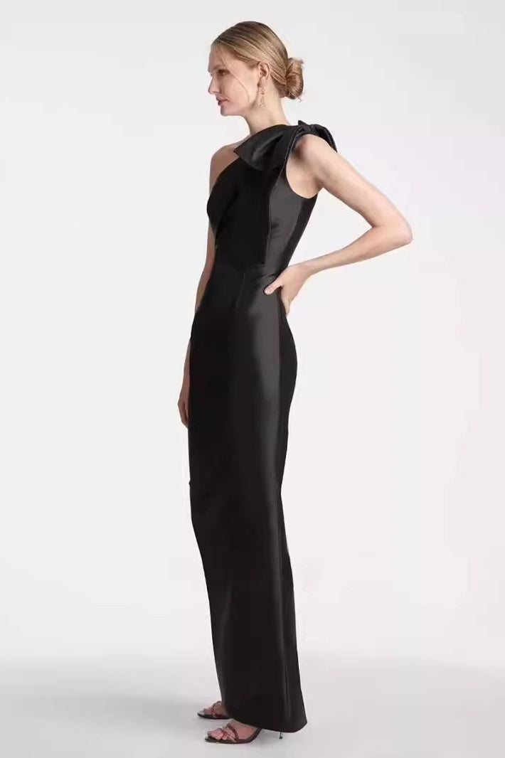 Luxury Black Bow Bandage High Waist Formal Dress