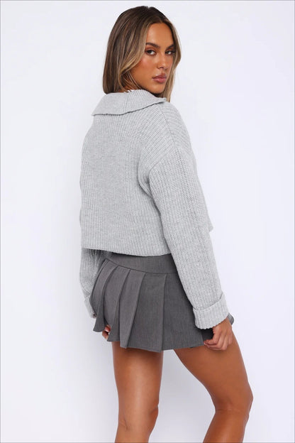 Zip Neck Knit Sweater
