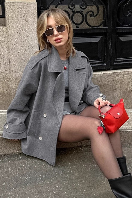 Casual Wool Blend Blazer Coat