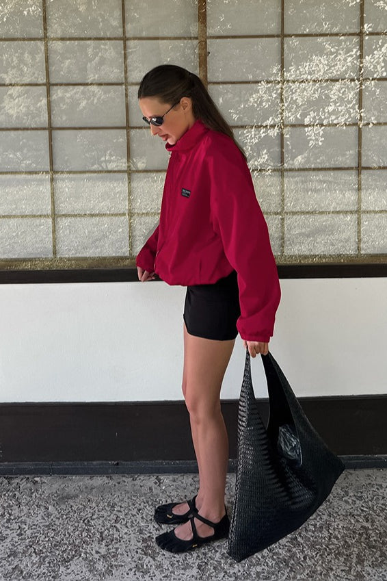 Chaqueta Roja Suelta de Moda Urbana con Cuello Mao