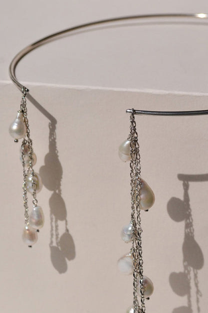 Elegant Pearl Tassel Minimalist Metal Necklace
