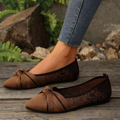 Fashionable Bow Colorblock Casual Flats