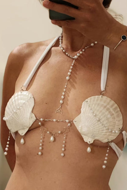 Resort-style Seashell Pearl Chest Chain and Waist Chain Set