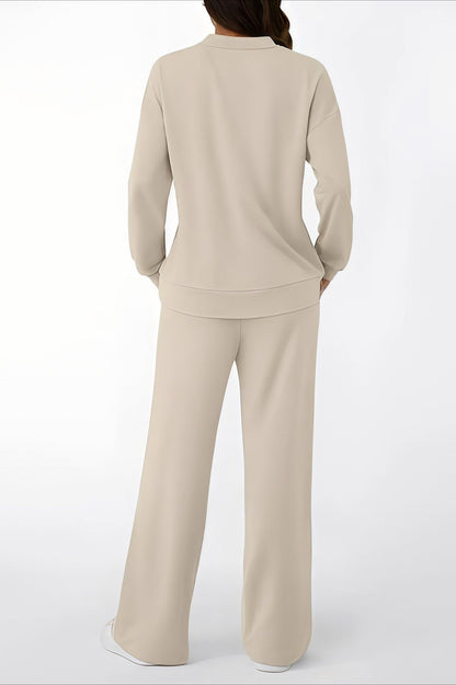 Chic Pocketed Drawstring Solid Casual Two Piece Set
