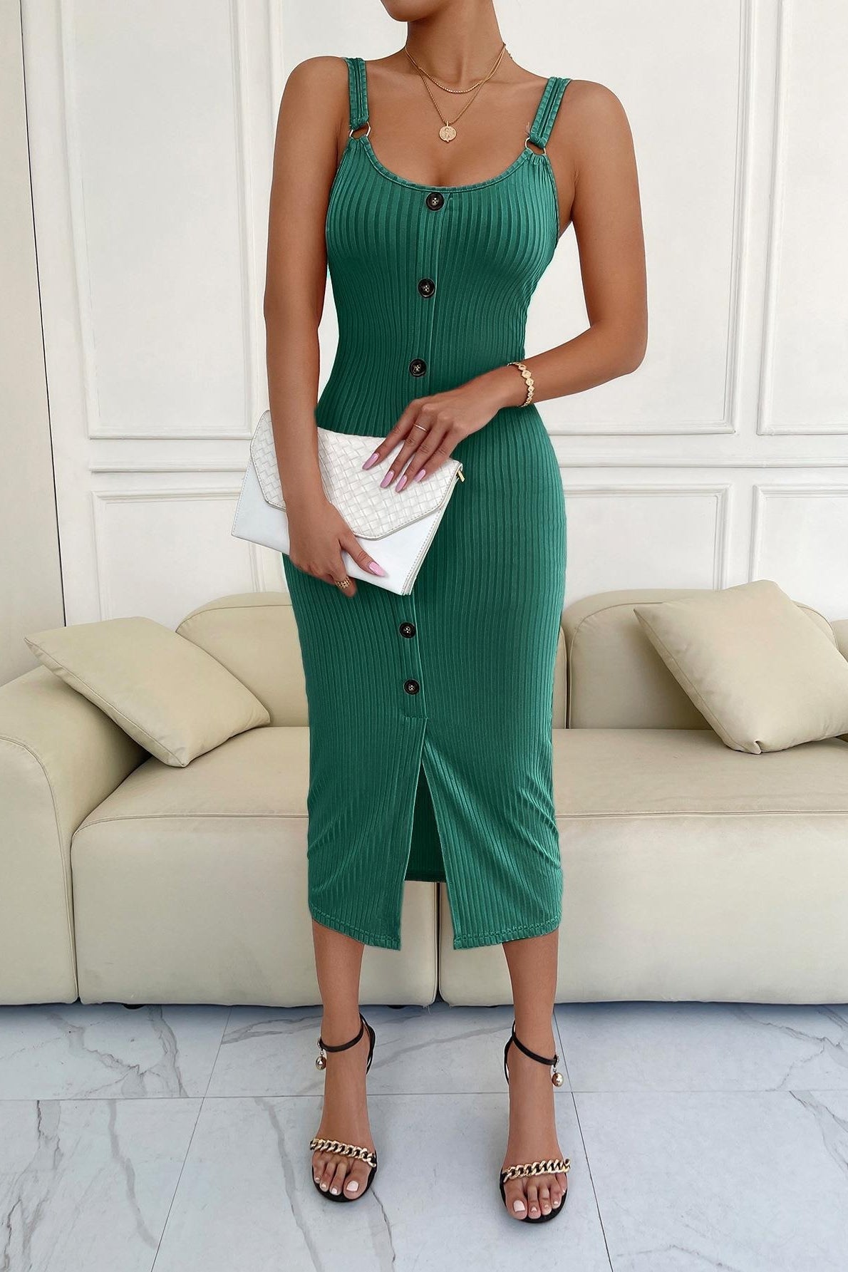 Vestido de suéter de punto con tirantes finos