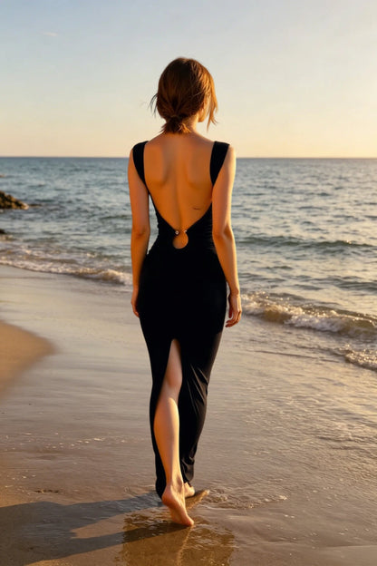 Slit V-Neck Bodycon Dress