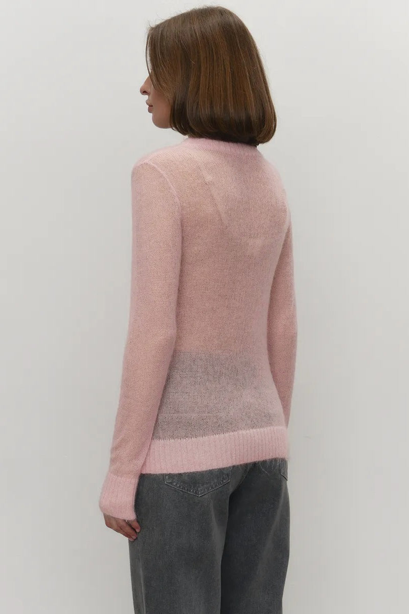 Top de punto de mohair con cuello redondo