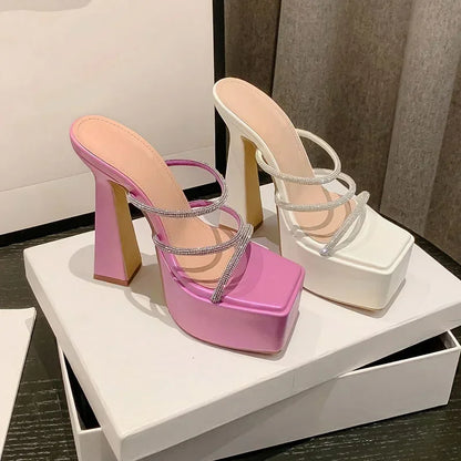 Fashionable 5CM Platform  Narrow Band Diamond 15CM Thick High Heel High Heel