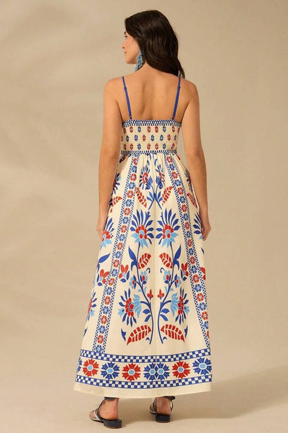 Tropical Floral Ruffle Beach Boho Dress