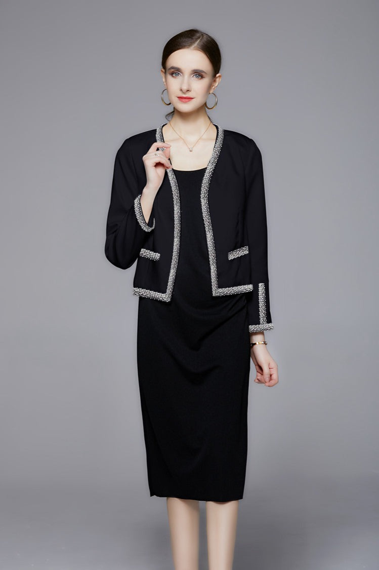Beaded Open Front Short Coat