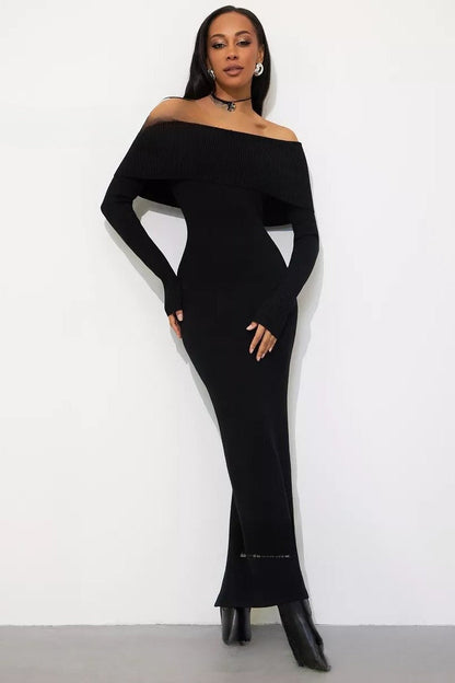 Knit Off Shoulder Sweater Dress
