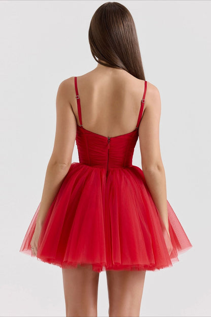 Chiffon Lace-up Backless Cocktail Dress