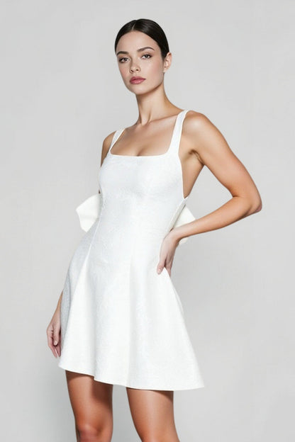 Square Neck Bow Bodycon Party Dress